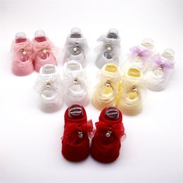 Newborn Indoor Cotton Sock Bow Infant Anti Slip Baby Girl Socks Rubber Soles Baby Boy Floor Socks Spring Autumn 1313 D3