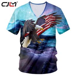 Summer Fashion Custom Streetwear 3D Eagle Full Body Print VNeck Tshirt Big Size 5XL Dropship 220623