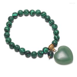Charm Bracelets Natural Stone Malachite Beads With Green Aventurine Pendants Bangle Fashion Jewelry Gifts For Women WholesaleCharm Inte22