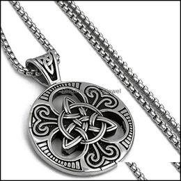 Pendant Necklaces Pendants Jewelry Ready To Ship Retail Celtic Knot Magic Both Sided Necklace Mens Stainless Steel Box Chain Drop Delivery