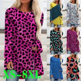 Casual Printed Ladies Pullovers Fashion Loose Plus Size Ladies Tops Xs-8xl Ladies Cotton Long Long-sleeved Tops Autumn Ladie 220511