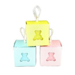 Wrap regalo 10/20/50pcs Mini Little Bear Candy Box Paper Bilancing Boxes Wickaging Boxes With Ribbon Wedding Birthday DecorationGift