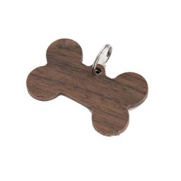 DHL500pcs Bag Part Wooden ID Tags Pet Name Dog Tag Anti-lost Wood Customized Cat ID Collar Puppy Nameplate Keychain