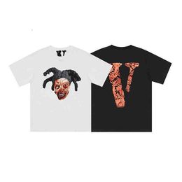 Dark Spoof High Street Printed Short Sleeved T-shirt Bottom Shirt v Letter Tide Brand Men and Women Loose Hip Hop