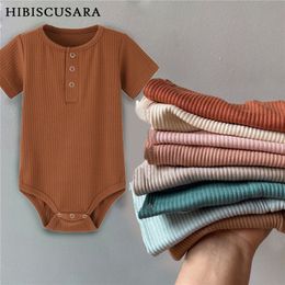 Baby Boy Romper Girl Boy Knit Romper Pajamas Jumpsuit Ribbed Clothes Knitted Stretch boron Summer Rompers Playsuit 220707