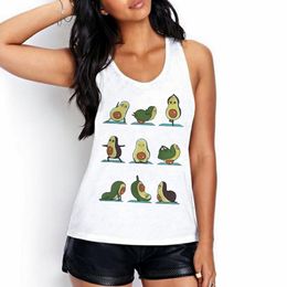 Womens Tanks Camis Camisole Tank Top Women Tops Cartoon Avocado Print Tee Shirt Female Casual Loose O-Neck Sexy White Plus Size Sleeveles