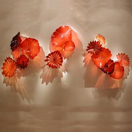GoGloBalCo Lamp Hand Blown Glass Wall Flowers Murano Hanging Plates Diameter 20 to 45 CM