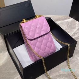 Mini Flap Phone Bags High Quality Solid Color Leather Hardware Pendant Classic Quilted Diamond Gold Chain Crossbody Bag Ladies Luxury Designer Shoulder Tote Bag