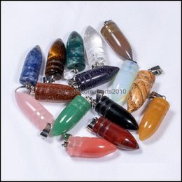 Arts And Crafts Arts Gifts Home Garden Pendum Natural Crystal Rose Quartz Tigers Eye Stone Charms Shape Pendant F Dhobq