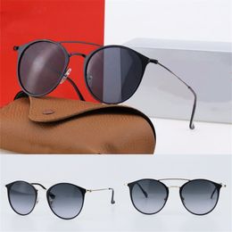 Classic Round Sunglasses Brand Designer UV400 Eyewear Metal Gold Frame Sun Glasses Men Women Mirror Sunglasses Polaroid glass Lens With Case and Box