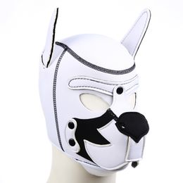 Party Masks Pup Puppy Play White Dog Hood Padded Neoprene Rubber Role Cosplay Halloween sexy Toy For Couples Flirt