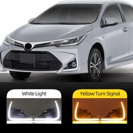 1 Set LED DRL For Toyota Corolla X 2021 2022 foglights flowing Yellow Turn Signal Daytime Running Light Fog Lamp Decoration