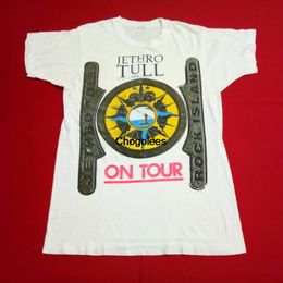 Herren T-Shirts Vintage Jetro Tull On Tour Band Musik Konzert 80er Jahre Medium Herren T-ShirtHerren