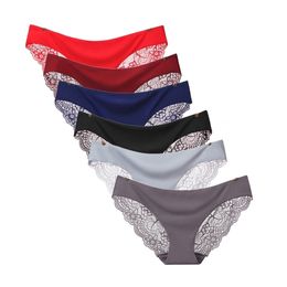 5 Pcs/Lot High Quality Seamless Underwear Womens Solid Colour Sexy Lace Cotton Briefs Panties 981 220422