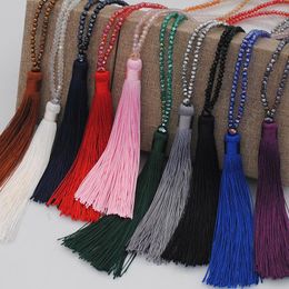 Pendant Necklaces Collier Femme Collares Largos De Moda 2022 Bijoux Statement Long Necklace Crystal Bead Tassel Bohemian Sweater NecklacePen