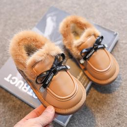 infant girls winter boots NZ - Boots Winter Baby And Toddler Snow Infants Girls Bow Turn-over Edge Warm Cotton Shoes Kids Soft Bottom Plush Size21-30