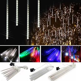 Strings Waterproof EU Plug Garland 8 Tubes LED Meteor Shower Rain String Light 50cm Icicle Snowfall Xmas Decoration NavidadLED