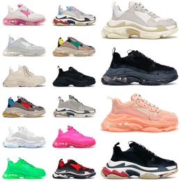 New Arrival Triple s Casual Designer Shoes for Mens Womens Clear Sole Blue Yellow Black White Rainbow Neon Green Sports Sneakers Trainers Size 36-45