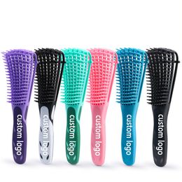 Custom Logo Women Hair Brushes Curly Wet Dry Thick Straight Detangling Hair Brush For Afro America African Hairs Texture