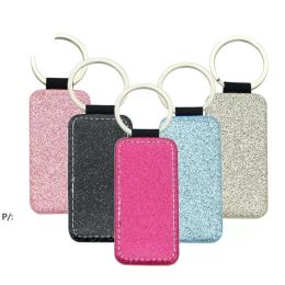 Sublimation Blanks Keychain Party Gifts PU Leather Keychains For Christmas Heat Transfer Keyring DIY Craft Supplies