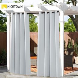 NICETOWN 12 Colors Waterproof Outdoor Curtain Blackout Patio Curtains Window Drapes for Porch Pergola Cabana Gazebo 1 Panel 220511