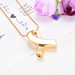 Pendant Necklaces Wholesale /Retail Stainless Steel Urn Necklace For Loved One Keepsake Cremation Jewelry Women Ribbon Cross CMJ9546Pendant