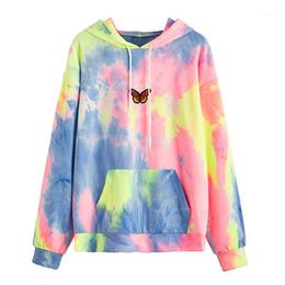 Women's Hoodies & Sweatshirts Plus Size Pullovers Girls Long Sleeve Autumn Spring Tie Dye Butterfly Print Women Sweatshirt Hoody Ladies Hood