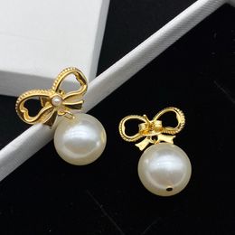 Designer Bow Tie Earring Stud For Womens Jewelry Hoop Earrings Fashion Pearl Gold Earrings Mens Luxury Earring Studs Gift 2207123D