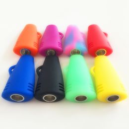 Colorful Mini Silicone Pipes Dry Herb Tobacco Metal Bowl Handpipes Portable Lanyard Ring Cigarette Holder High Quality Smoking DHL