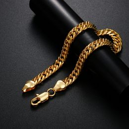 18k Gold Plated 6mm Geometry Chain Silver Colour Bracelets For Women Men Fashion Wedding Christmas Gifts Fine Jewellery