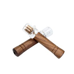 Hand pipes smoking accessories short wooden glass dab rig hookahs pipe unique style