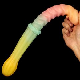 Nxy Dildos New Liquid Silicone Double Headed Penis for Men and Women with Backyard Anal Plug Massage Skin False Adult Masturbation 0316