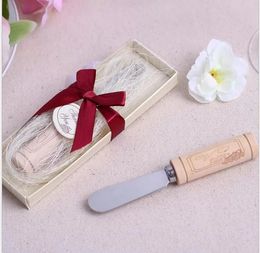 wholesale Vintage Reserve Stainless Steel Wooden Wine Cork Handle Cheese Spreader Spreaders Wedding Favors gift gifts DH856