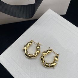 Simple hoop golden Earring Diamond huggie Earrings Lady Jewelry Dance party Superior Quality