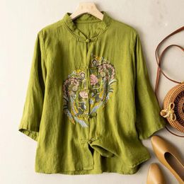 Ethnic Clothing Chinese Traditional Clothes For Women Elegant Dresses Female Qipao Fashion Woman Blouses 2022 Embroidered Cotton Linen Shirt