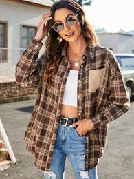 Women's Blouses & Shirts Vintage Oversized Plaid Shirt Women Patchwork Blouse Tops For Summer Long Sleeve Ladies Checked Chemisier FemmeWome