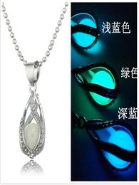 Pendant Necklaces Hollow Spiral Water Drop Luminous NecklacePendant