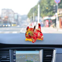 Interior Decorations Traditional Chinese Tiger Year Plush Doll Cute Stuffed Animal Pendant Car Dashboard 2022 R Party FavorsInterior Interio