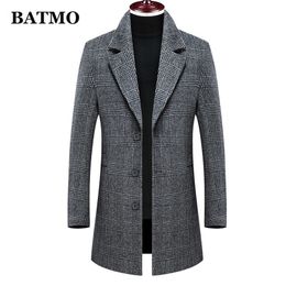 BATMO arrivo inverno trench in lana plaid di alta qualità da uomo giacche casual in lana da uomo plus size M4XL 898 201116