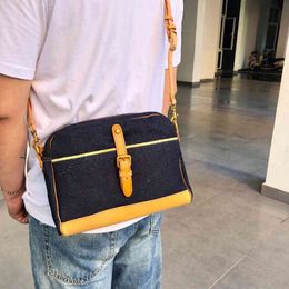 Design Sense Red Ear Denim Single Shoulder Messenger Bag Postman Men's Work Bag 220617