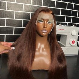 Chocolate Brown Lace Front Human Hair Wigs For Women 13x6 Laces Frontal Straight Wig Browns Coloured 5x5 Closure Remy HD Transparent Full Lace