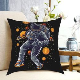 Cushion/Decorative Pillow BTC Crypto Basketball In Space Throw Case Size 30 40 45 50 Coussin DIY Printed Cool For Sofa Decor