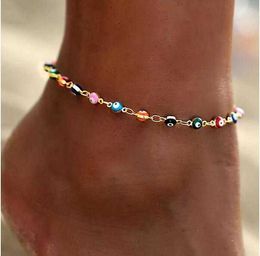 girls silver ankle bracelet NZ - Colorful EvilEye Beads Anklets For Women Gold Silver Color Summer Ocean Beach Ankle Bracelet Foot Leg Chain Girls Gift
