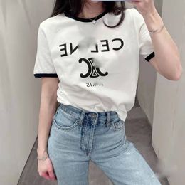 Novo ce arco carta impressão designer camisetas femininas casual de manga curta camiseta de algodão