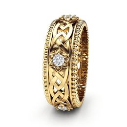 Diamond Wedding Rings White Plated Diamond Ring Cutout Pattern High-End Wedding Rings Vintage Luxury
