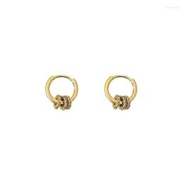 Hoop & Huggie 2022 Korean Geometric Small Earring For Women Shiny Cubic Zircon Metal Ring Clasp Simple Earrings Fashion Jewelry Kirs22