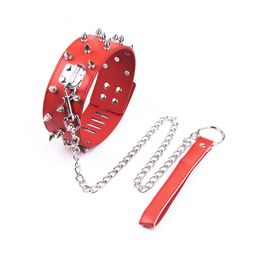 sexyy Female Erotic Rivet Black Leather Collar BDSM Restraint Belt Neck Set Chain Slave Fetish Toy Adult Game sexy