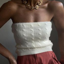 Women's T-Shirt Justchicc Knitted Sweater Strapless Top Summer Women Solid Sleeveless Backless Sexy Party Shirt 2022 Fashion Lady Autumn