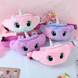 Cute Unicorn kids Fanny Pack Girls Waist Bag Plush Toys Belt Gradient Colour Chest-Bag Cartoon Coin Purse Travel Chest Bags