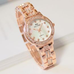 Wristwatches Waterproof Luxury Rose Gold Watch Women Quartz Ladies Female Women's Bracelet Watches Girl Crystal Clock Relogio FemininoWr